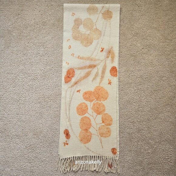 Mayumix Designs Accessories - NWOT Handmade Wool Scarf Botanical Natural Dye Plants Eco Print Mayumix Designs